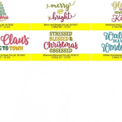 Set - Six Designs 2 Hoop Sizes Christmas Quotes..