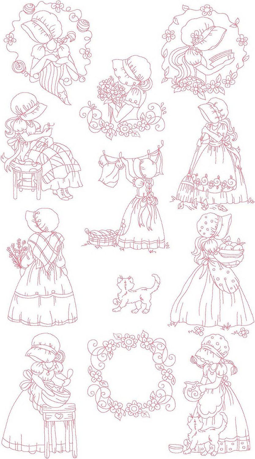 Instant Digital Download Set 5x7 Sun Bonnet Girls Sun Bonnet Sue Machine Embroidery Designs