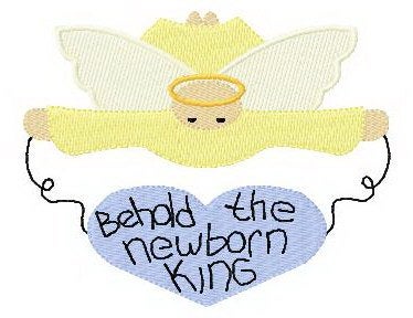 Original Artwork Instant Digital Download 4x4 Single Machine Embroidery Design Christmas Angel Behold The Newborn King